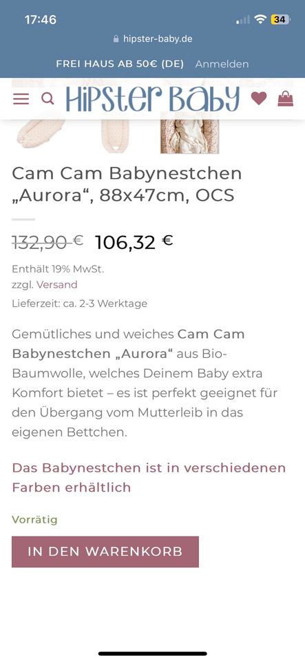 Cam cam babynest babybett in Hamburg