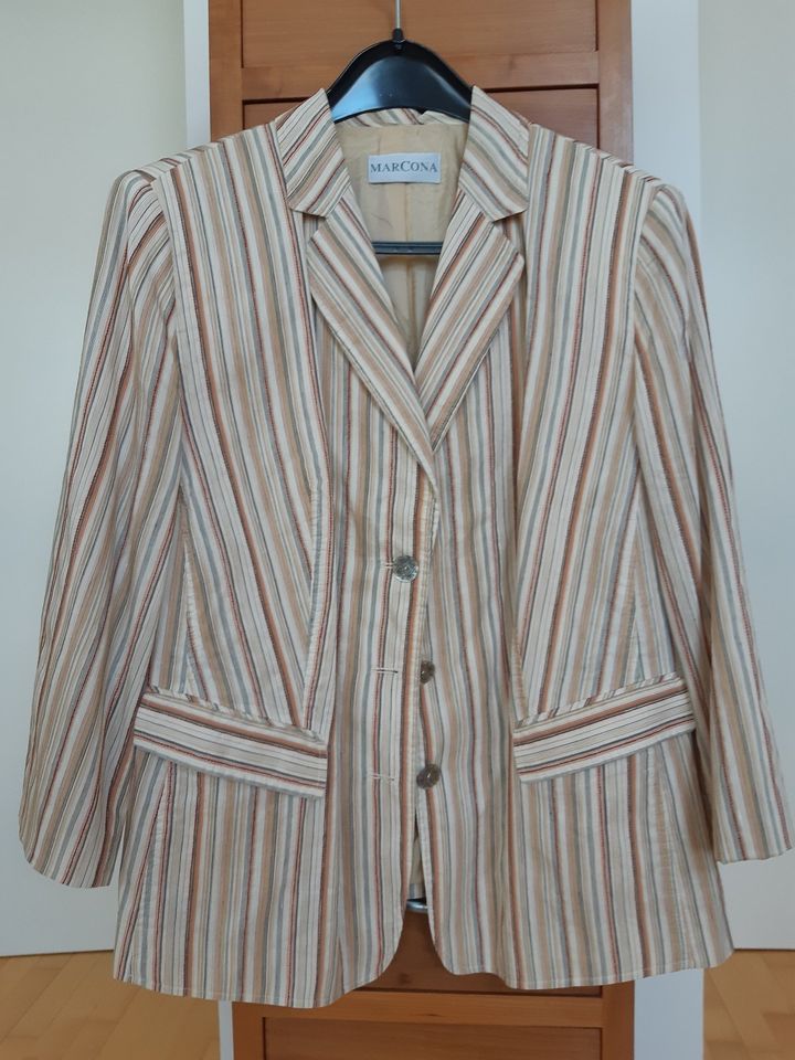 MARCONA Leinen- Blazer in beige gestreift in Größe 46 in Sulzbach