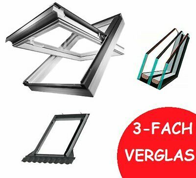 Kunststoff Dachfenster 3-Fach Verglasung + Eindeckrahmen in Ludwigshafen