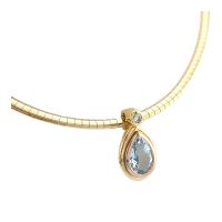 Gold Collier & Aquamarin Anhänger m. Diamant 0,068 ct. | 42 cm | 14 Kt. 585 Gelbgold | Damen - G 1837 Bayern - Regensburg Vorschau