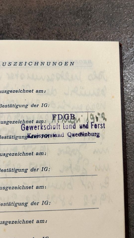 AKTIVIST Ausweis 1951 Melkermeister VEG Ballenstedt,1954 QLB in Ziegelroda
