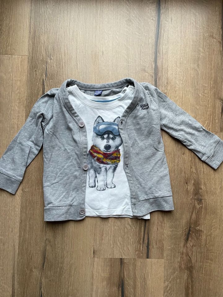 Set Langarmshirt Husky Sweatjacke Strickjacke Gr. 92 in Niestetal