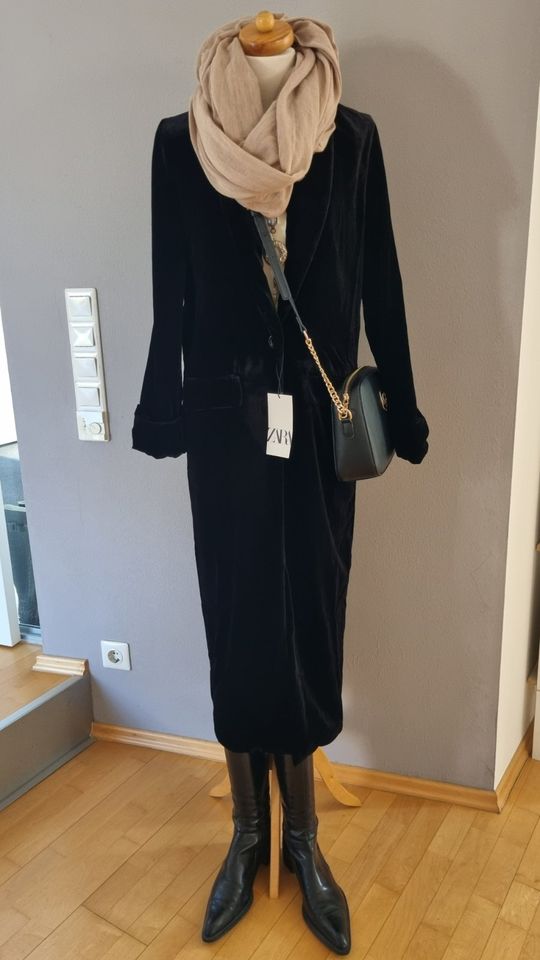 *ZARA* langer Samtmantel Mantel Samt Schwarz S 36 NP 119€ NEU! in Ingolstadt