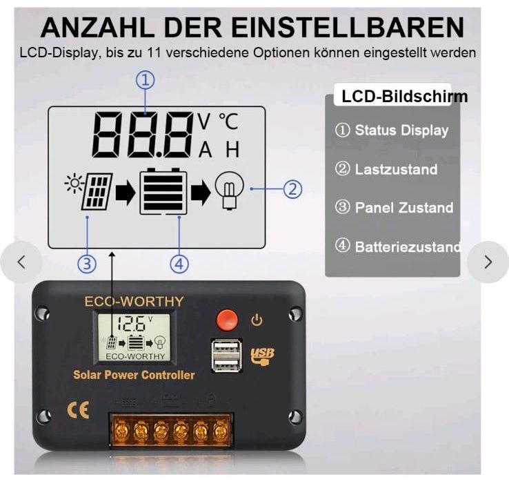 Eco - Worthy Solarladeregler 20A/12 V in Tieckow