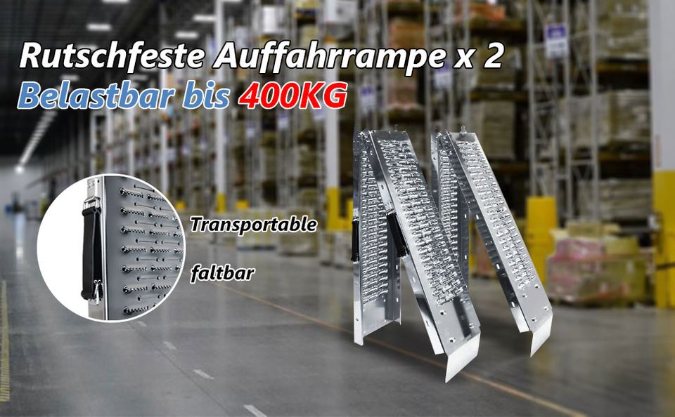 VOUNOT 2x Faltbare Auffahrrampen Laderampen 400kg 160x22,5x4,5cm in Recklinghausen