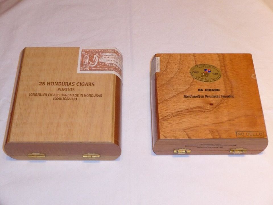 2 herrliche LEERE Zigarren-Kisten, Holz, John Aylesbury in München