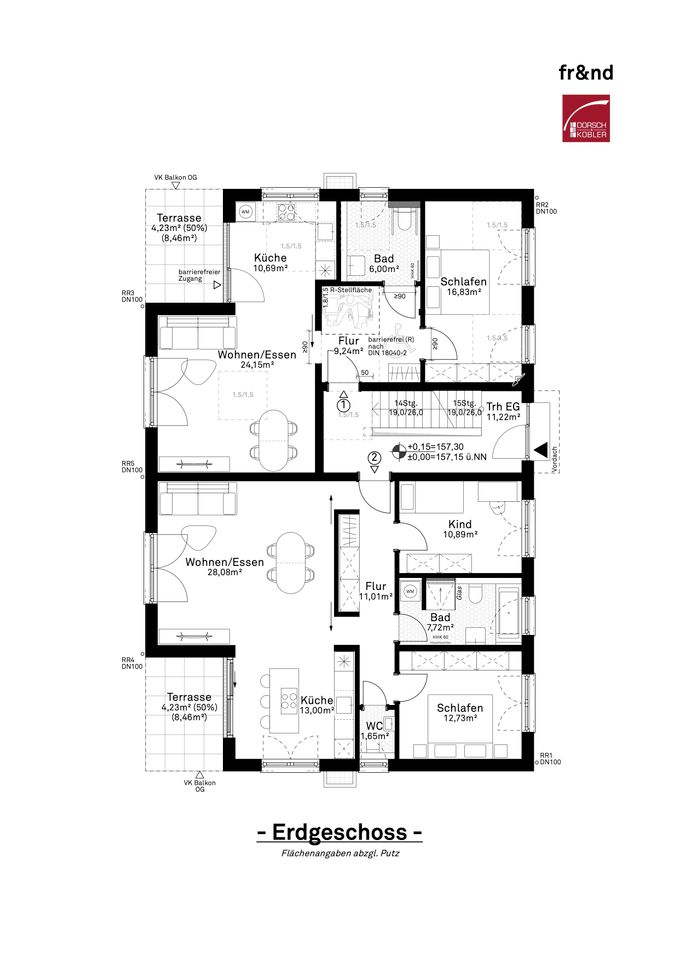 Moderne 2-Zi.-Wohnung mit viel Licht und großer Gartenterrasse mit Blick auf den Pfälzerwald in Edesheim (Pfalz)