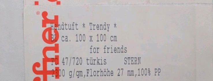 For friends Teppich türkis Stern ca 100x100 cm in Niederkassel