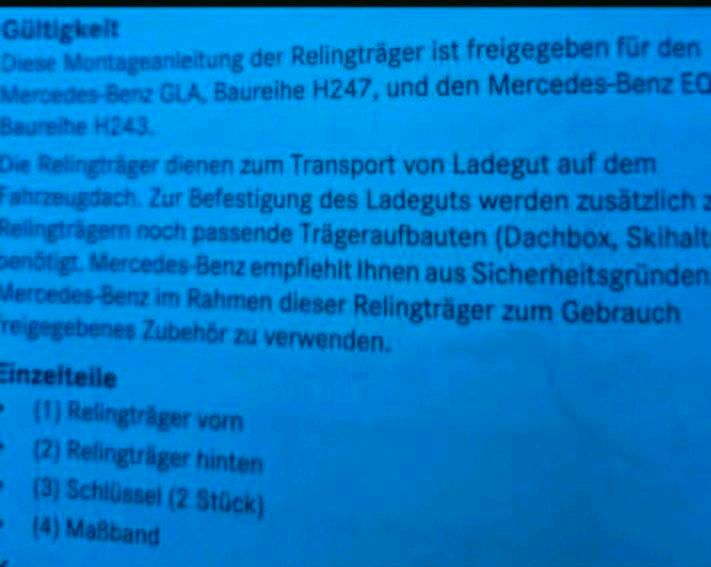 Grundträger/Relingträger Mercedes Benz GLA 247 in Pöcking