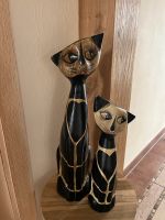 Zwei Katzenfiguren, Holz, Handarbeit Thüringen - Geisa Vorschau