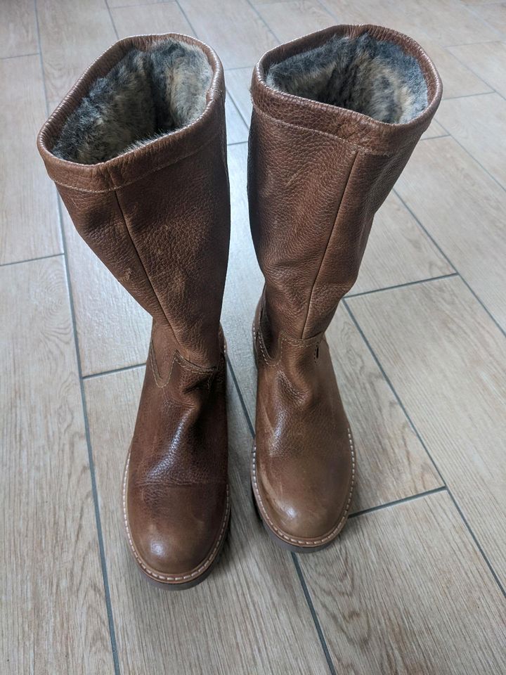 Boots, neu, Größe 38, Leder in Cognac-Farbe in Werder (Havel)