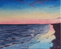 Gemälde Acryl Bild Strand Abend Sonnenuntergang Meer München - Ramersdorf-Perlach Vorschau