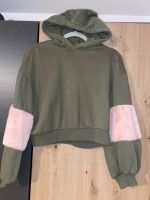 Grüner Urban Classics Cropped Hoodie mit rosa Plüsch (Damen) Bayern - Nördlingen Vorschau