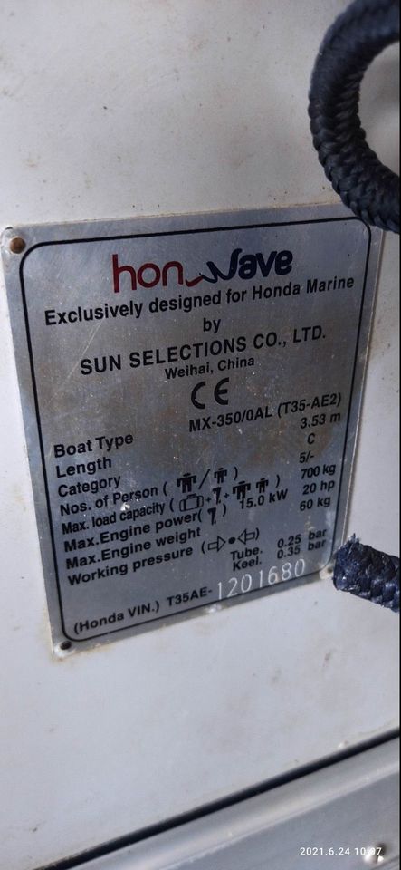 honwave t35 ae2, Boot, Schlauchboot, inkl. Trailer 100 km/h, in Steinberg am See