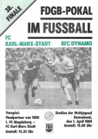 Fußballprogramm: FC Karl-Marx-Stadt - BFC Dynamo Pokalfinale 1989 Berlin - Lichtenberg Vorschau