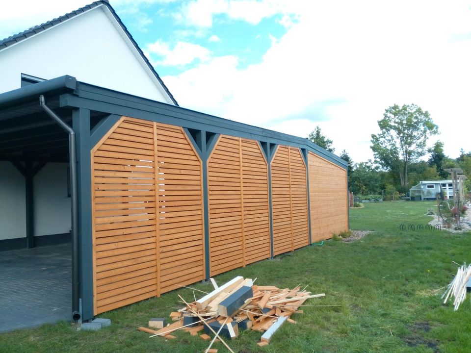 Doppel Carport aus Holz mit Sichtschutzwände | aus Polen in Berlin