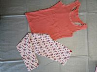 Schönes Sommer Set Top Orange Rüschen + Leggings weiß Blumen 128 Bayern - Rattelsdorf Vorschau