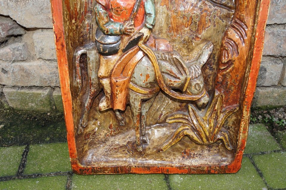 [9641] Holzrelief Don Quichote Bild Wanddekoration in Hockenheim