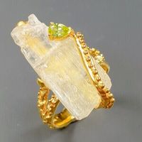 Designerring-925er Silber-14ct Gold-Kunzitebrocken+Peridot-RG19 Nordrhein-Westfalen - Nettersheim Vorschau