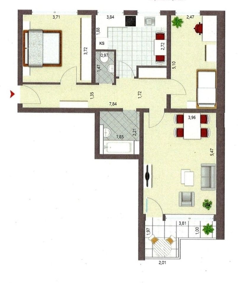 Vollmöblierte 3-Zimmer-Wohnung mit Weitblick in Germering