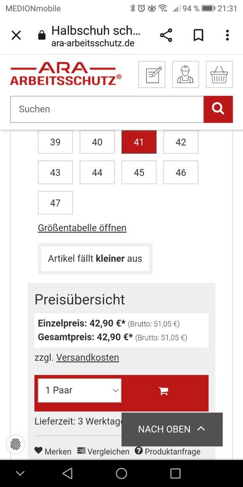 Arbeitsschuhe Bequemschuhe Gr 41 Abeba in Krefeld