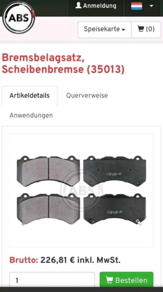 Neu Bremsbelagsatz Vorne Scheibenbremse 35013  Jeep, Cadillac usw in Essen