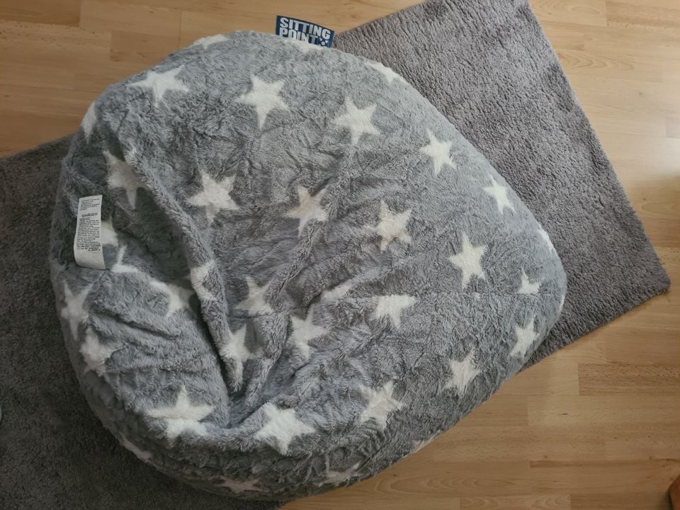 Sterne Fluffy Sitzsack L eBay - jetzt 90x70cm Quedlinburg Sachsen-Anhalt Kleinanzeigen Point Kleinanzeigen Sitting | Beanbag ist in Stars grau