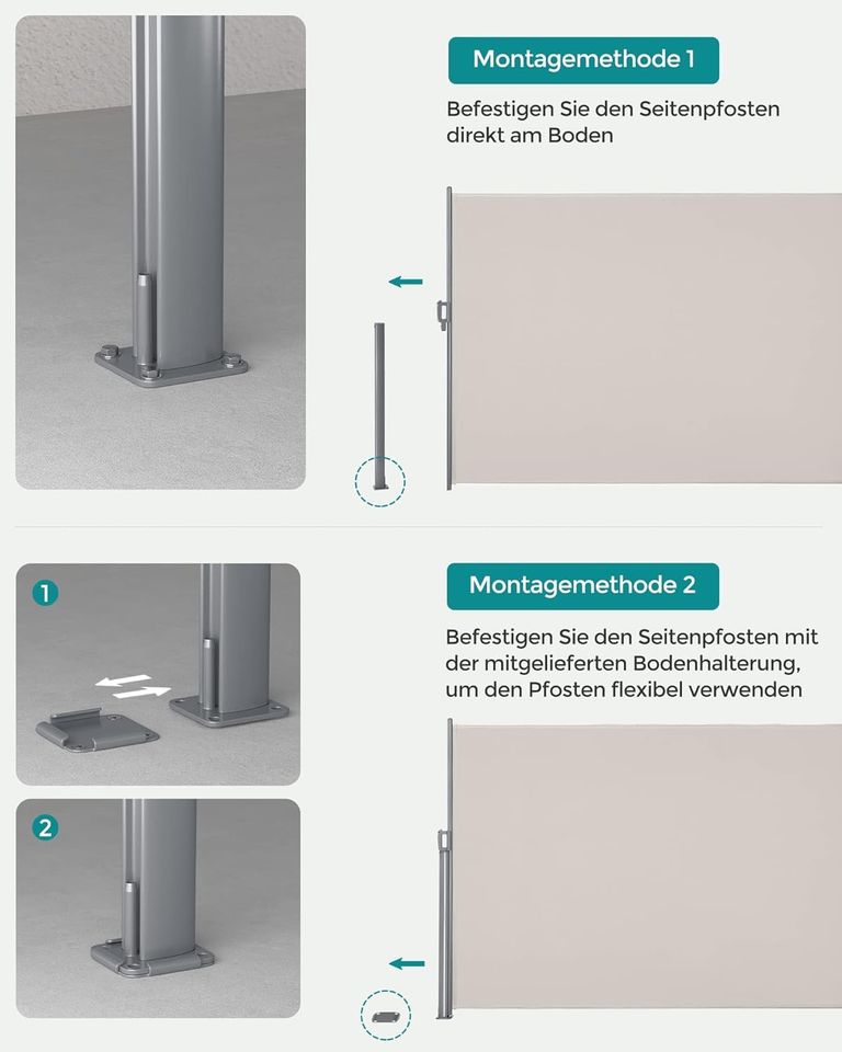 Seitenmarkise, ✅✅✅, für Balkon und Terrasse,GSA200Exb.3 in Essen