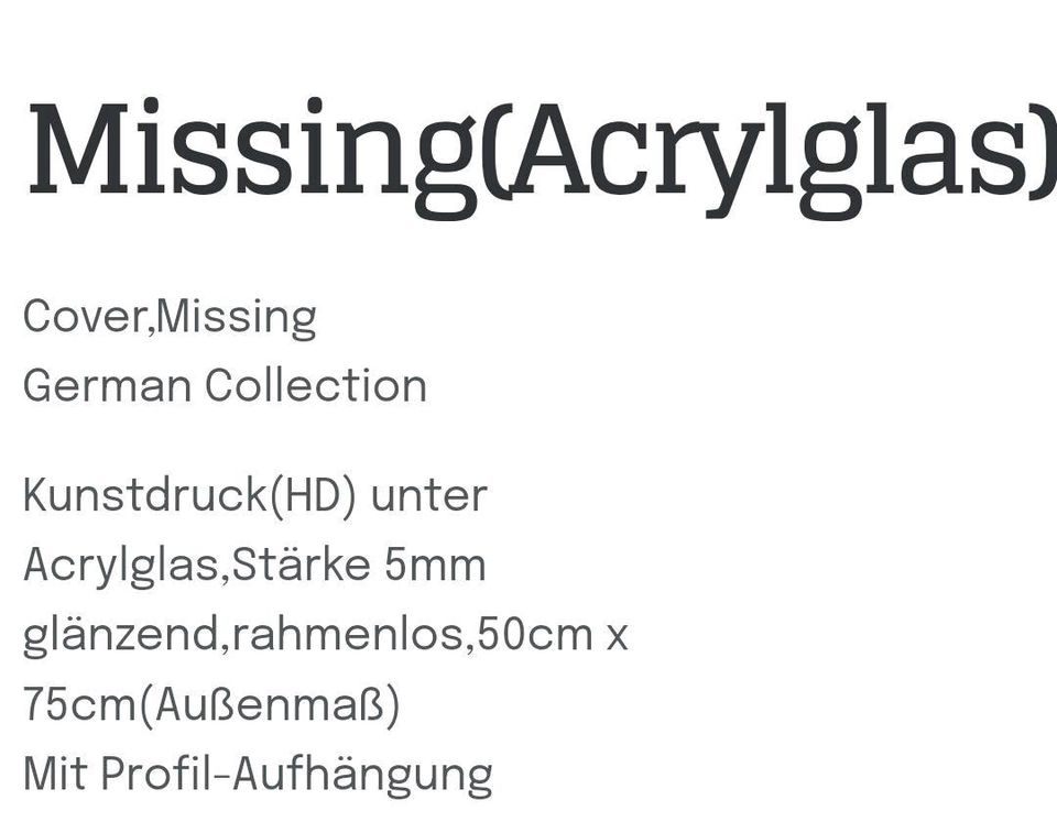 Missing Bild hinter Acrylglas (Neu) in Trier