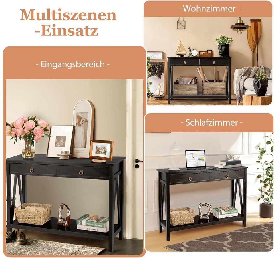 Konsolentisch Flurtisch Schublade Beistelltisch 107x36x79cm in Weilburg