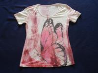 Weiß-Rosa T-Shirt mit Schmetterlingsmotiv und Steinen in Größe S Baden-Württemberg - Wolfschlugen Vorschau