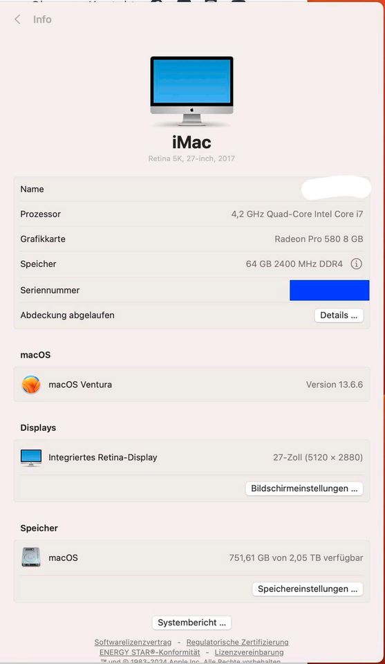 IMAC 2017 Retina 5K 64 GB RAM 2 TB Speicher in Heidelberg