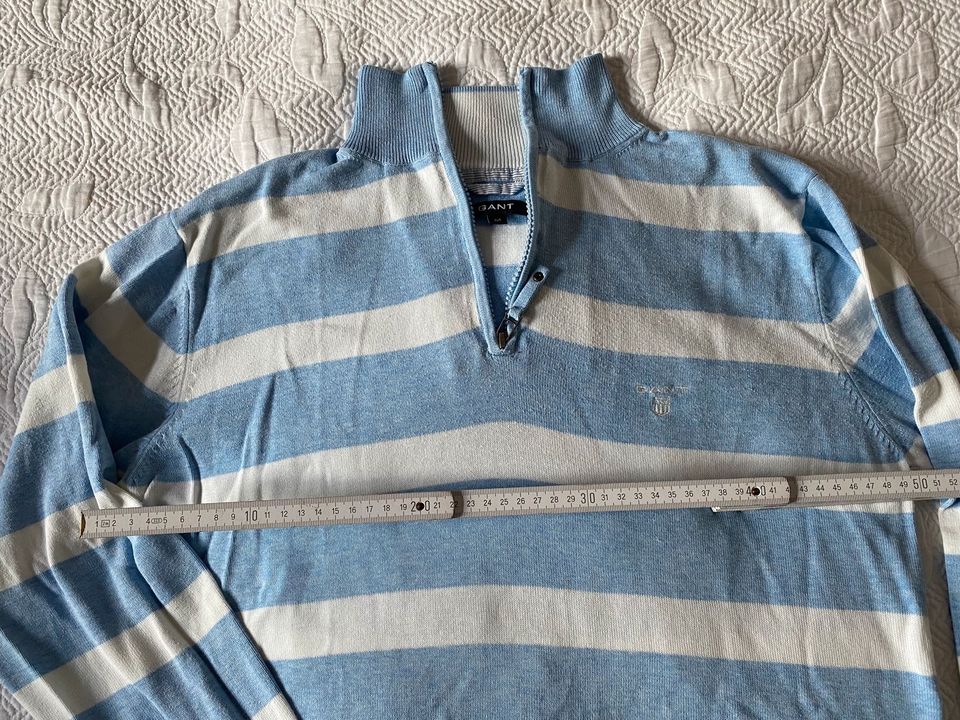 Gant Pullover mit Reissverschlusskragen, Gr. 40, blau weiss in Düsseldorf