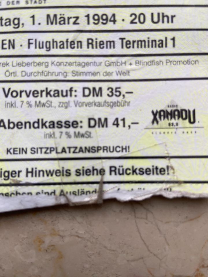 Nirvana Ticket 01.03.1994 München 1.März 1994 in München