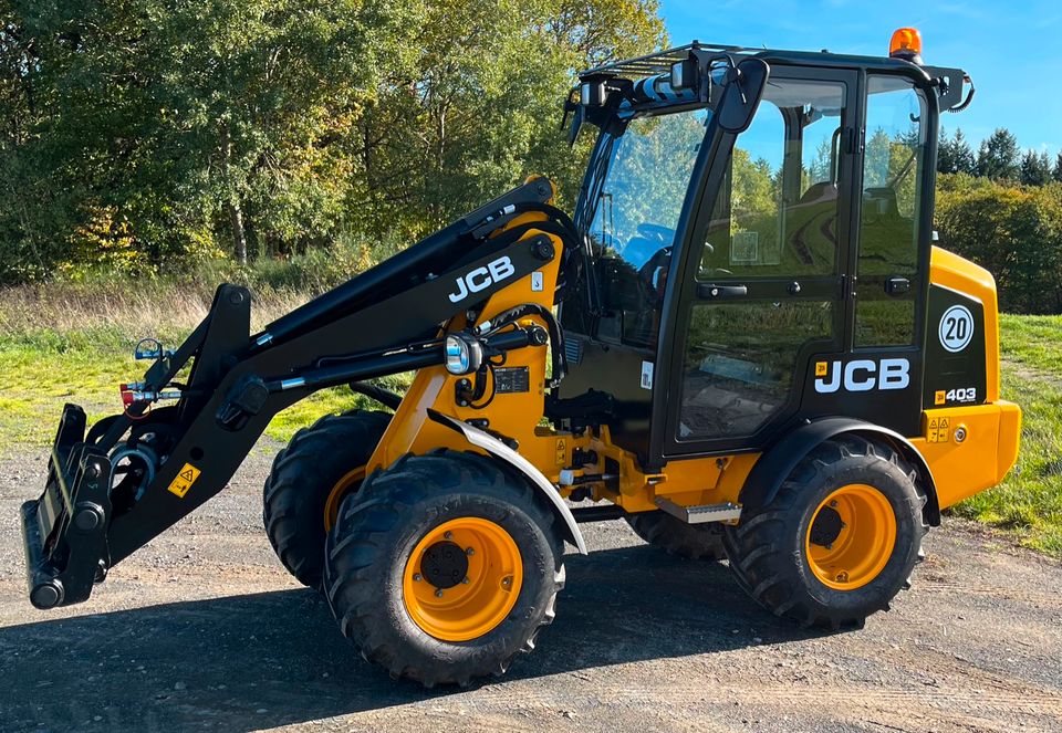 Mieten Radlader JCB 403 Smart Power 1600 kg Hubkraft Hubhöhe 2,8m Baumaschinen Radlader Mieten Vermietung Leihen in Meisenheim