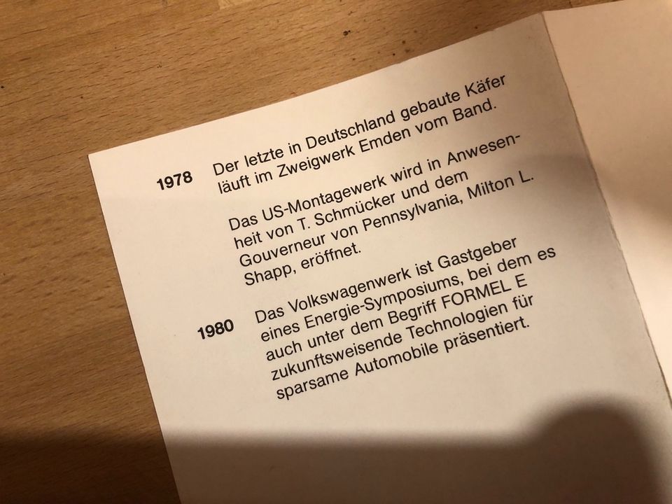 VW Geschichte Flyer Chronik von 1980 in Edermünde