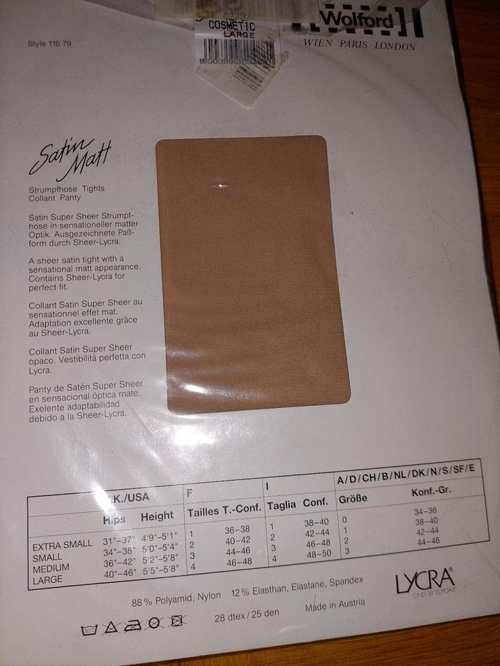 Wolford Satin Matt Feinstrumpfhose 25Den Large 44-46 Cosmetic Neu in Augsburg