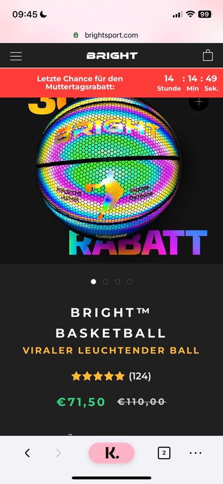 Basketball Bright Leder wie Neu in Waldachtal