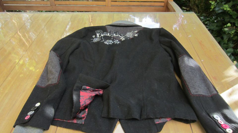 Jacke v. Desigual Wollmischung schwarz Stickerei 40 42 M L Blazer in Beelitz