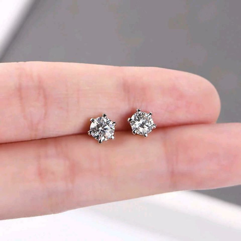 NEU! Moissanit Diamant Ohrstecker Ohrringe 1 2 od. 4 Karat Silber in Eschau