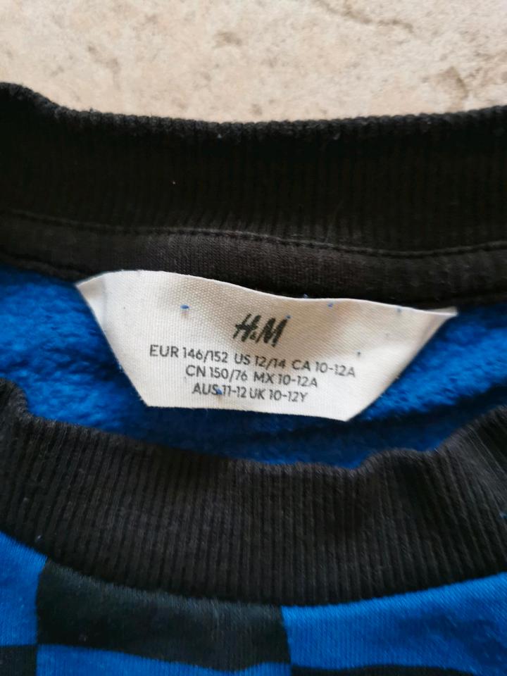 Sweatshirt Pulli H&M blau schwarz in Gr. 146 152 für 4,00€ in Frohburg