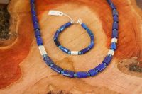 Kette Armband Lapislazuli blauer Achat echt Silber NEU Handarbeit Baden-Württemberg - Vörstetten Vorschau