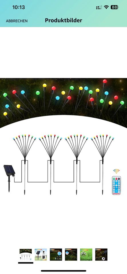Solar Glühwürmchen 8 LED 4 Stück Timer dimmbar Fernbedienung in Sachsen