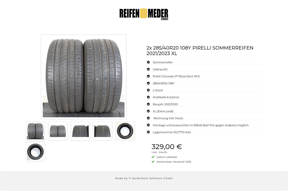 2x 285/40R20 108Y PIRELLI SOMMERREIFEN 2021/2023 XL #1E3Q in Bad Tölz