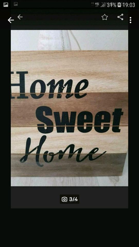 Wandbild Holz HOME SWEET HOME neu 34/34 cm in Gummersbach