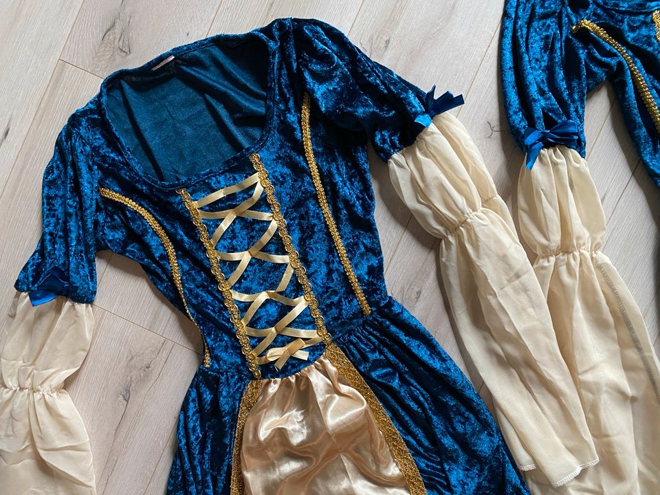 NEU!Gr.S/M Mittelalter-Kleid Gewand 36/38/40 blau/gold Prinzessin in Runkel