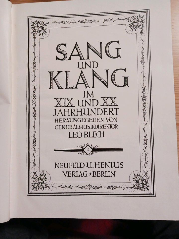 Sang und Klang im XIX  und XX Jahrhundert, Klaviernoten in Norden