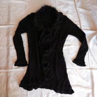 Schwarz long Strickjacke mit Pelzimitat Kragen abnehmbar Gr.XL 42 Bayern - Traunreut Vorschau