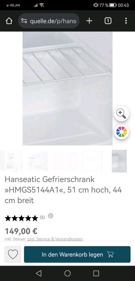 Hanseatic mini Gefrierschrank »HMGS5144A1«, in Hamburg
