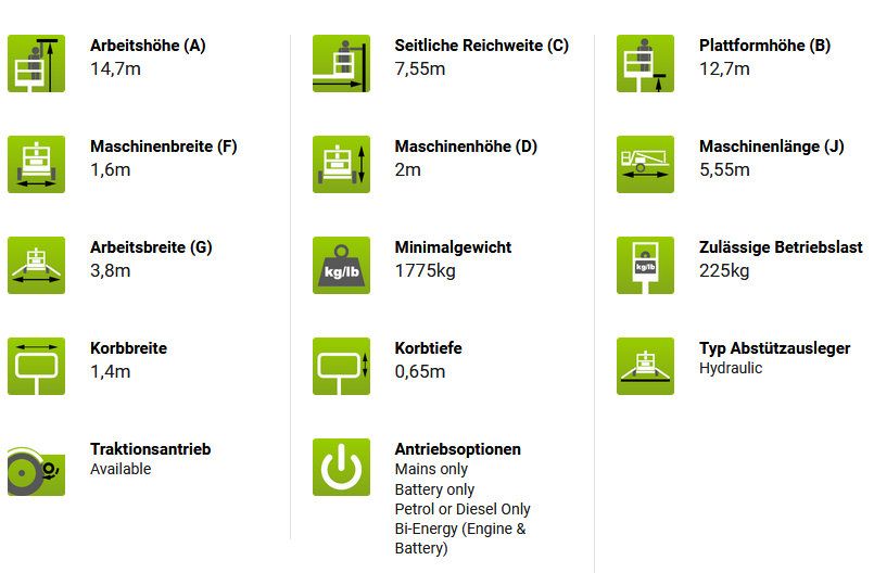 Anhänger Arbeitsbühne,Hebebühne,Hubsteiger, Mieten in Celle 14,7m in Celle